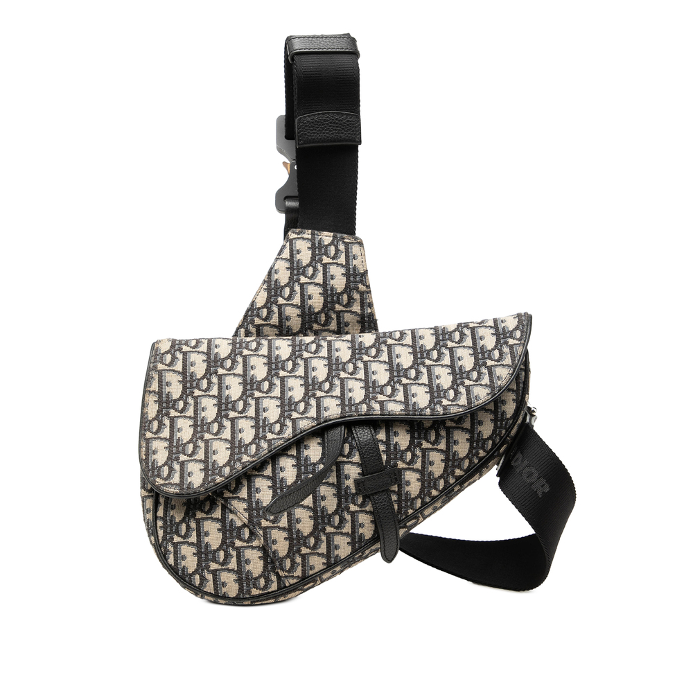 Pre-Loved Dior Oblique Canvas Saddle Crossbody